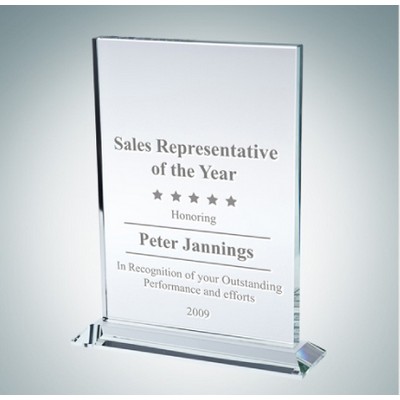Vertical Rectangle Clear Glass Award Plaque (Medium)